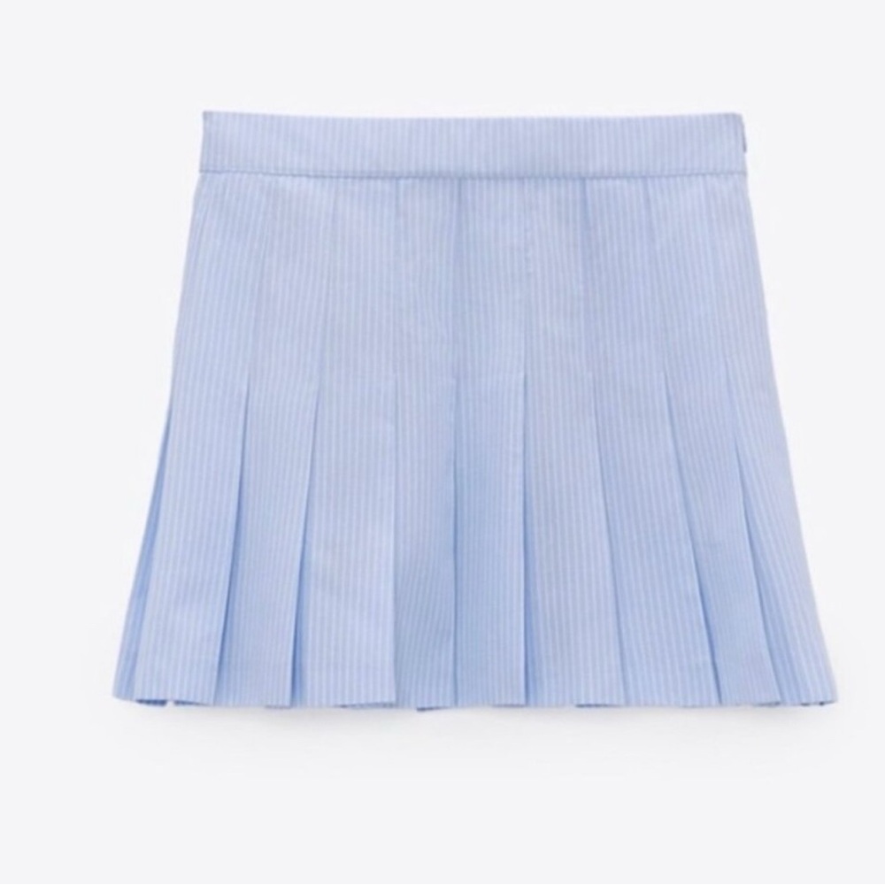 Zara box pleat mini skirt, Striped